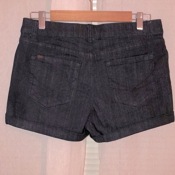 Sofia 8 Black Cuffed Stretch High Rise Denim Shorts - Picture 2 of 14